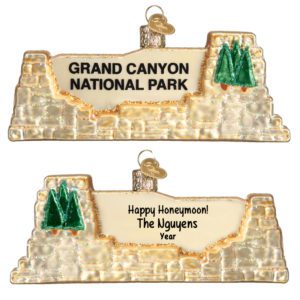 Image of Personalized Honeymoon To Grand Canyon Glittered Glass Ornament
