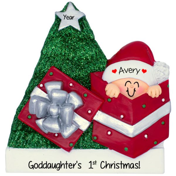 Goddaughter's 1st Christmas Baby In Gift Glittered Tree Ornament