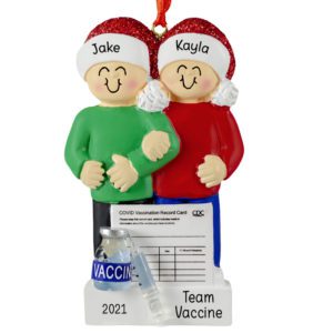 Image of Personalized Team Vaccine Couple Linked Arms Ornament