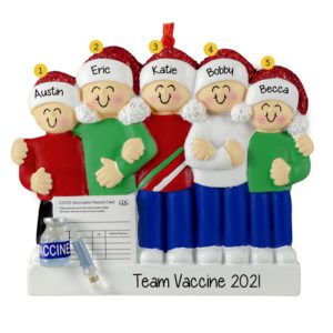Personalized Team Vaccine Family Of 5 Linked Arms Ornament