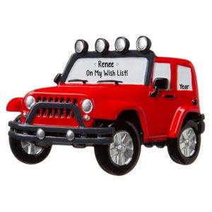 Image of Personalized Want A Jeep For Christmas Ornament RED