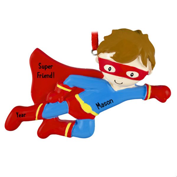Personalized Super Hero Friend BOY Wearing Cape  Ornament