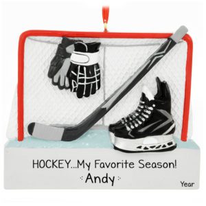 Hockey Is My Favorite Season Skates And Goal Personalized Ornament