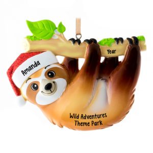 Personalized Sloth Hanging From Branch Zoo Souvenir Ornament