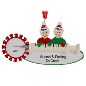 Personalized Vaxxed Grandparents On Syringe Glittered Ornament