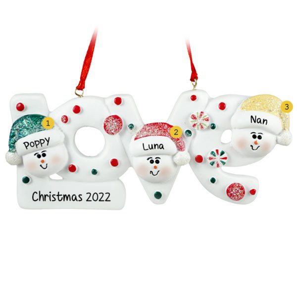 Personalized Grandparents And Grandchild On LOVE Christmas Ornament