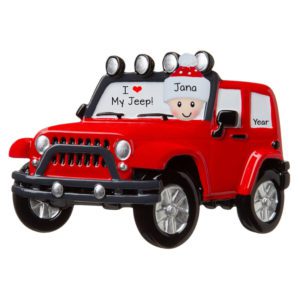 PERSON Loves Their RED Jeep 4X4 Personalized Ornament