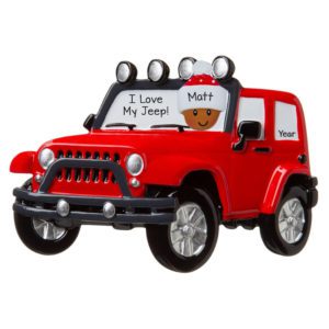African American PERSON Loves Their RED Jeep 4X4 Personalized Ornament