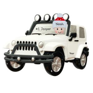 PERSON Driving #1 Jeeper WHITE Jeep 4 X 4 Ornament