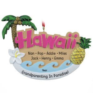 Personalized Grandparents With 5 Grandkids In Hawaii Souvenir Ornament