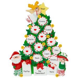 Personalized Grandparents And 7 Grandkids Peppermint Tree Tabletop Decoration