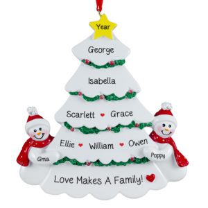 Grandparents With 7 Grandkids White Christmas Tree Ornament