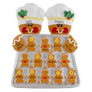 Personalized Gingerbread Couple With 8 Grandkids TABLE TOP DECORATION Easel Back