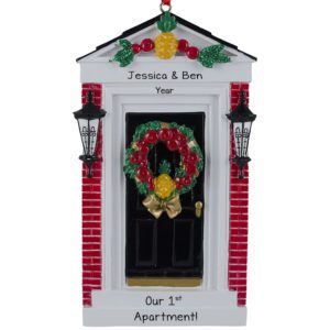 Personalized 1st Apartment BLACK Door Ornament