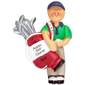 Personalized Male Carrying Golf Clubs First Job Ornament