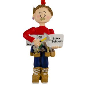 Carpenter Holding Tools Nails In His Mouth Ornament BROWN Hair