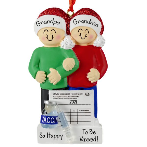 Personalized Vaxxed Grandparent Couple Linked Arms Ornament