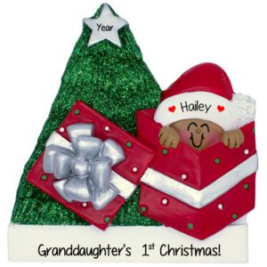 Granddaughter's 1st Christmas Baby In Gift Glittered Tree Ornament African American