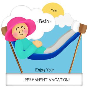 Personalized Permanent Vacation Retirement FEMALE On Hammock Ornament