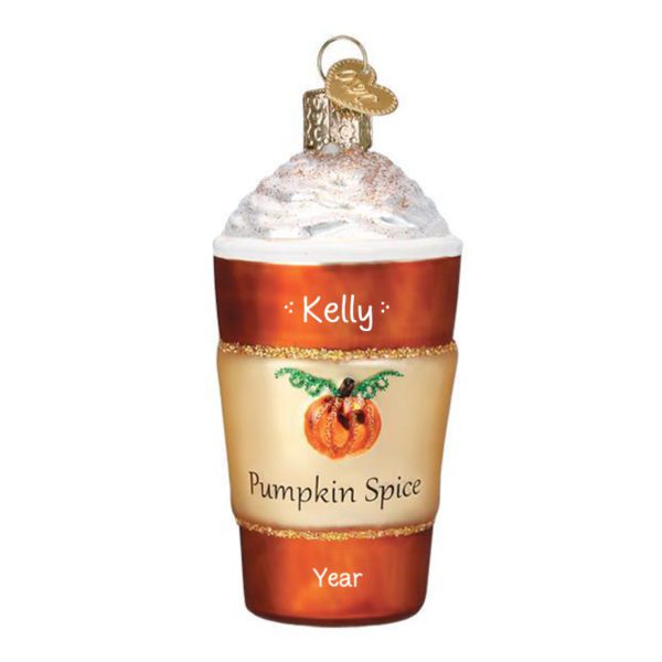 Pumpkin Spice Latte Glass 3-D Personalized Ornament
