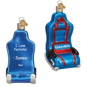 Personalized Gamer Chair Glittered Glass Ornament