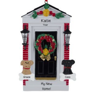 My New Home BLACK Door With 2 Pets Personalized Ornament