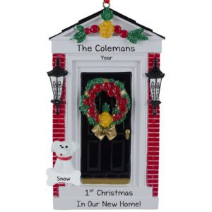Image of Personalized 1st Christmas In New Home With Pet BLACK Door Ornament
