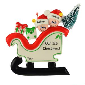 Personalized Our 1st Christmas Couple In Sleigh Ornament