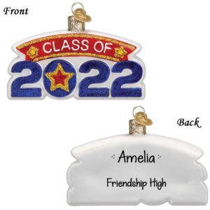 Personalized High School Graduation Class Of 2022 Glittered Glass Ornament