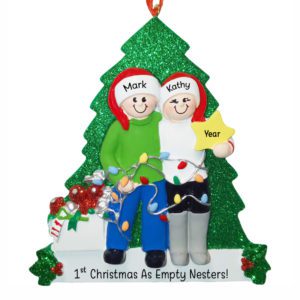 1st Empty Nesters Christmas Couple Holding STAR Glittered Tree Ornament