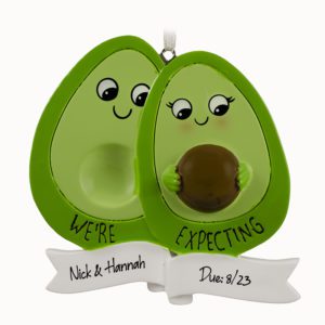 Image of Personalized Expecting Avocado Couple Holding Seed Ornament