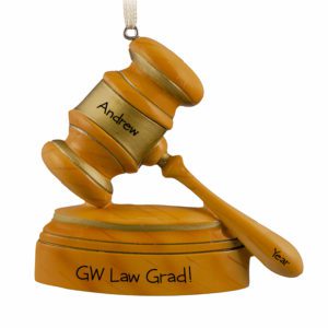 Personalized Law School Grad Gavel And Block Ornament