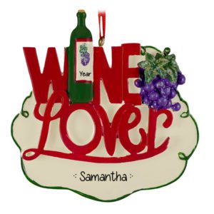Personalized Wine Lover Bottle And Grapes Ornament