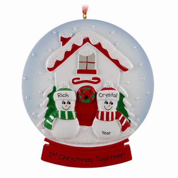 Personalized 1st Christmas Together Couple Glittered Snow Globe Ornament