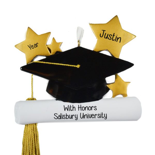 Personalized Graduate With Honors Cap And Real Tassel Ornament