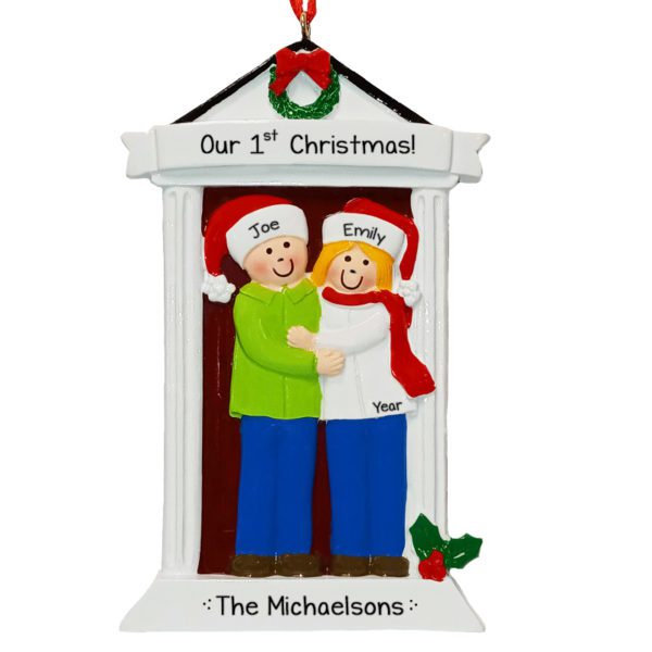 Personalized 1st Christmas Together Couple Festive Door Ornament BLONDE