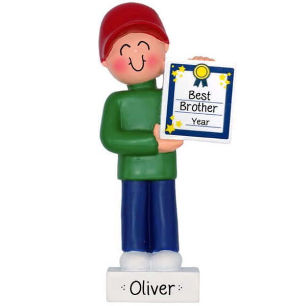 Personalized MALE Best Brother Award Ornament