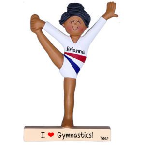 Personalized I Love Gymnastics FEMALE Ornament AFRICAN AMERICAN