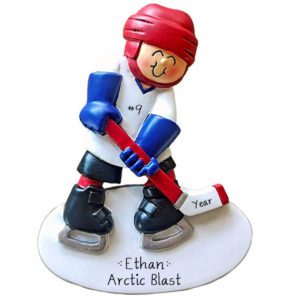 Image of Personalized Ice Hockey Player RED Helmet Ornament