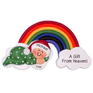 A Gift From Heaven Rainbow Baby Boy Green Ornament