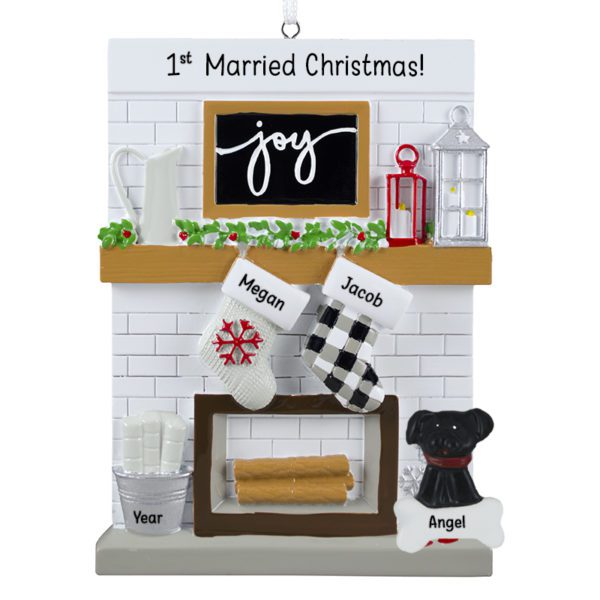 Personalized 1st Married Christmas Festive Stockings And DOG Ornament