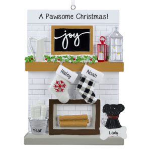 Personalized Couple A Pawsome Christmas Mantle With Stockings And Dog Ornament
