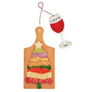 Personalized Red Wine GLASS And Charcuterie Board Ornament
