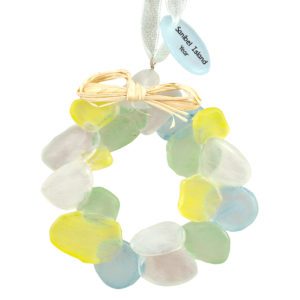 Personalized Colorful Sea Glass Wreath Souvenir Ornament