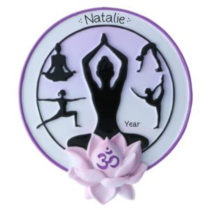 Personalized Yoga Poses With Lotus Flower Ornament