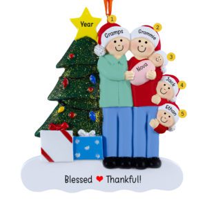 Grandparents With 3 Grandkids Including Baby GIRL Glittered Tree Ornament