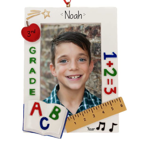 Personalized 3rd Grade Colorful Photo Frame School Ornament