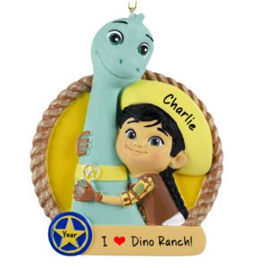 Personalized Dino Ranch Min And Clover Ornament AQUA