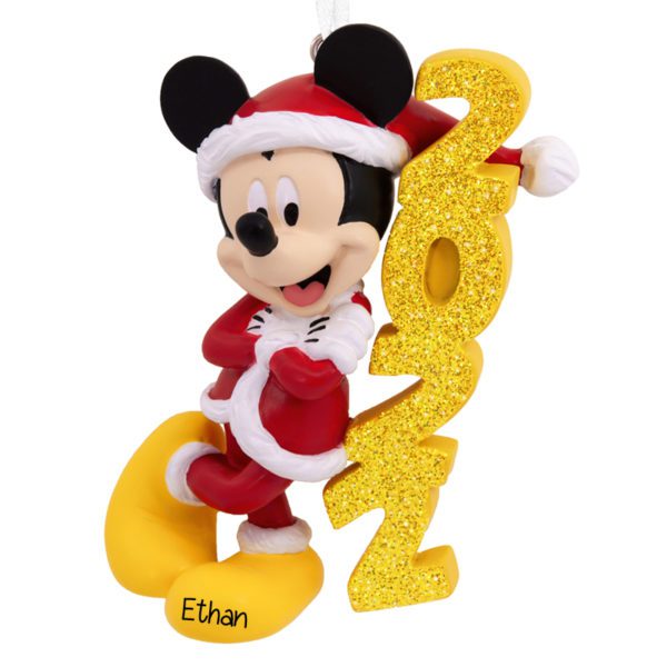 Personalized 2022 Mickey Mouse Glittered Ornament GOLD