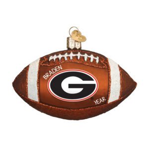 University Of Georgia Bulldogs GLASS Football Personalized Ornament